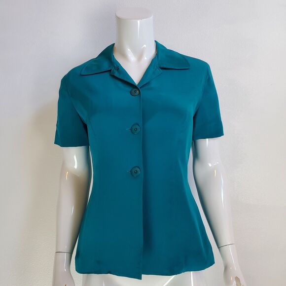 Vintage 90's Jessica Howard Silk Button-Up Blouse - Picture 1 of 7